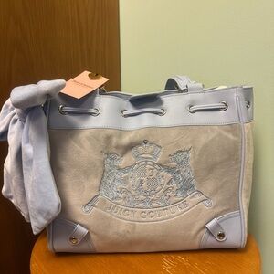 Juicy Couture Light baby blue heritage Scottie dogs daydreamer tote bag